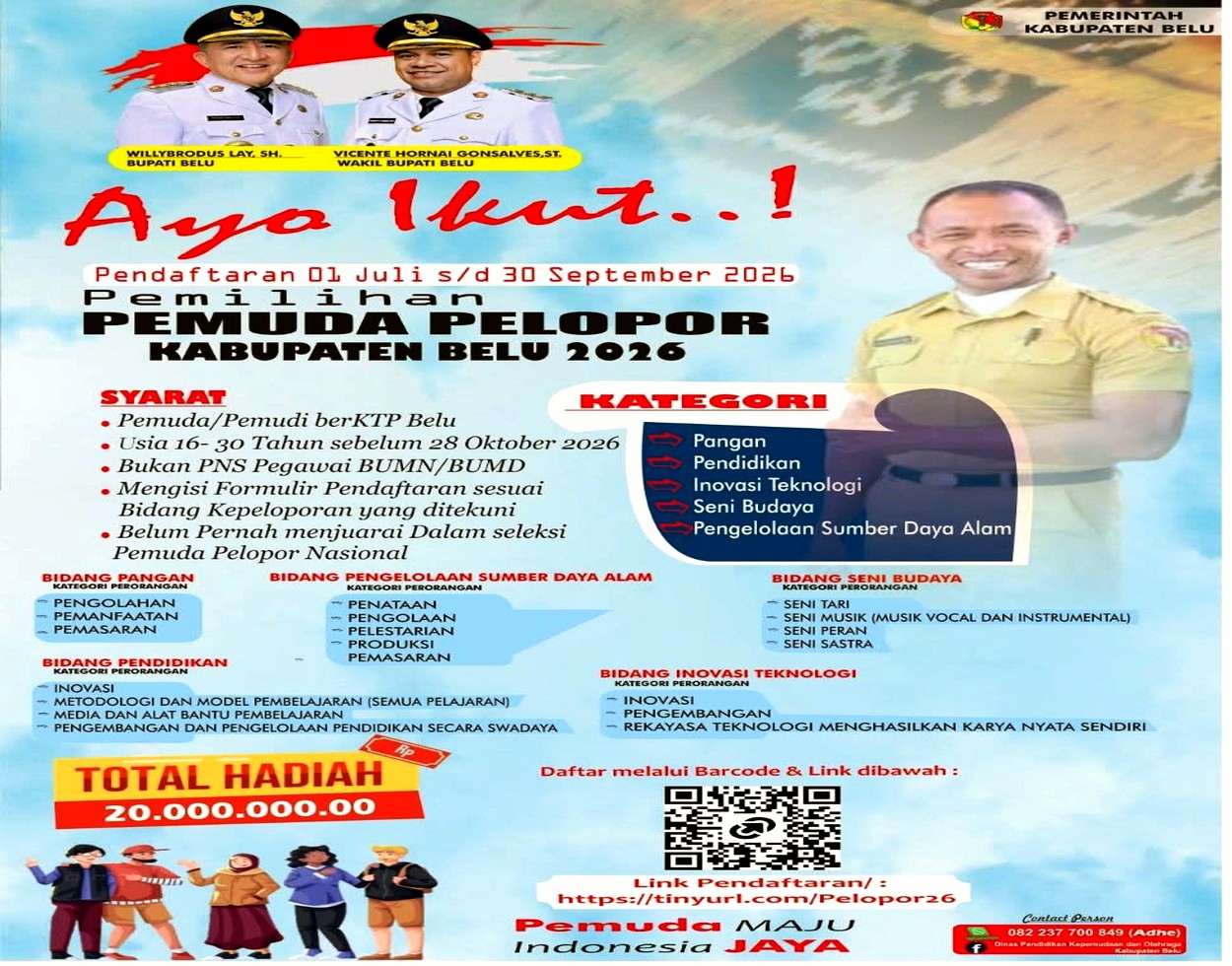 Akselerasi Inovasi Generasi Muda, Pemkab Belu Buka Pendaftaran Pemilihan Pemuda Pelopor 2026