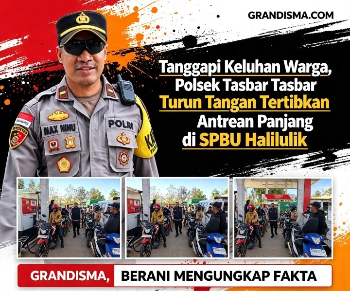 Tanggapi Keluhan Warga, Polsek Tasbar Turun Tangan Tertibkan Antrean Panjang di SPBU Halilulik