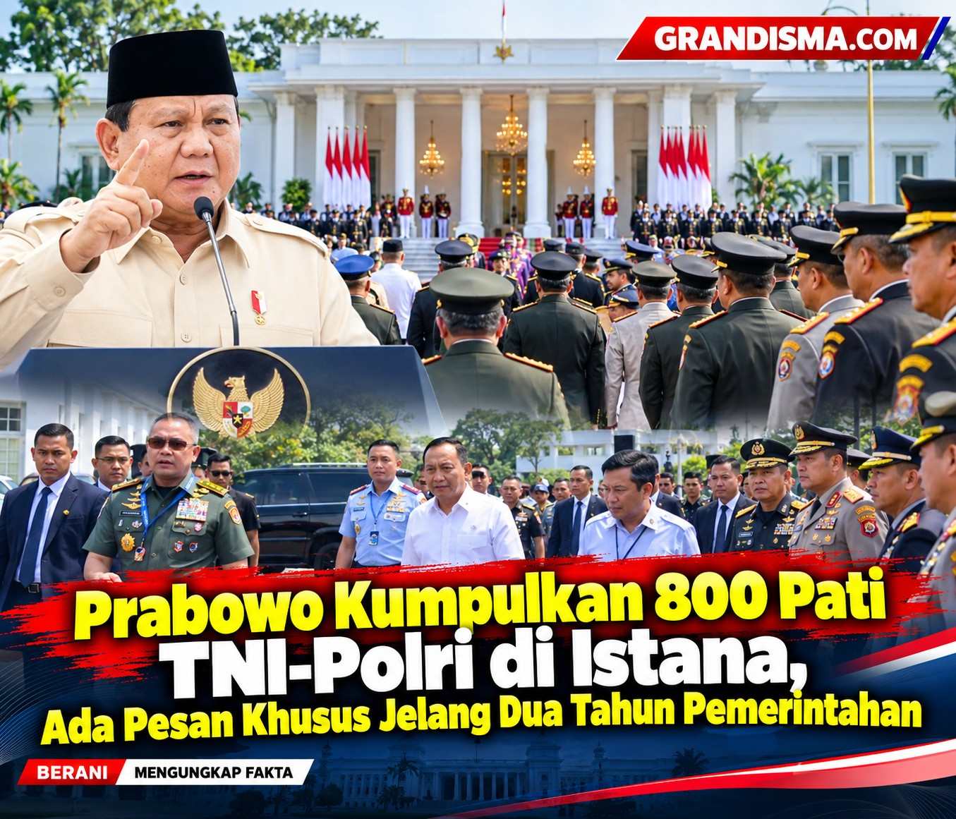 Prabowo Kumpulkan 800 Pati TNI-Polri di Istana, Ada Pesan Khusus Jelang Dua Tahun Pemerintahan