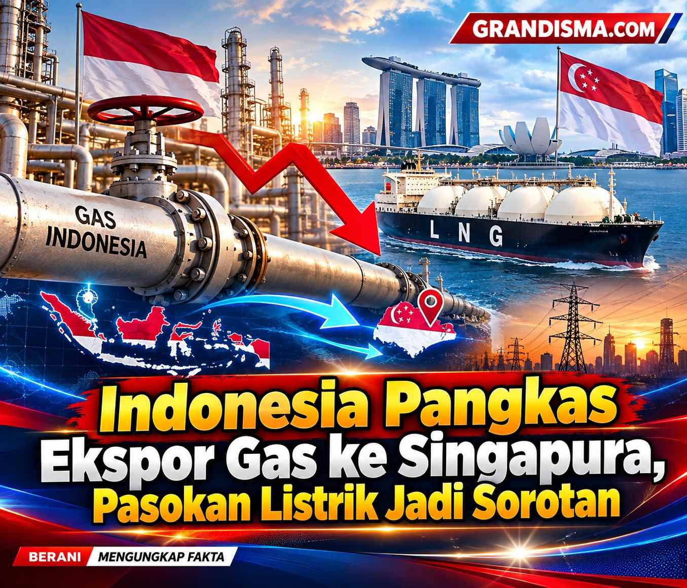 Indonesia Pangkas Ekspor Gas ke Singapura, Pasokan Listrik Jadi Sorotan