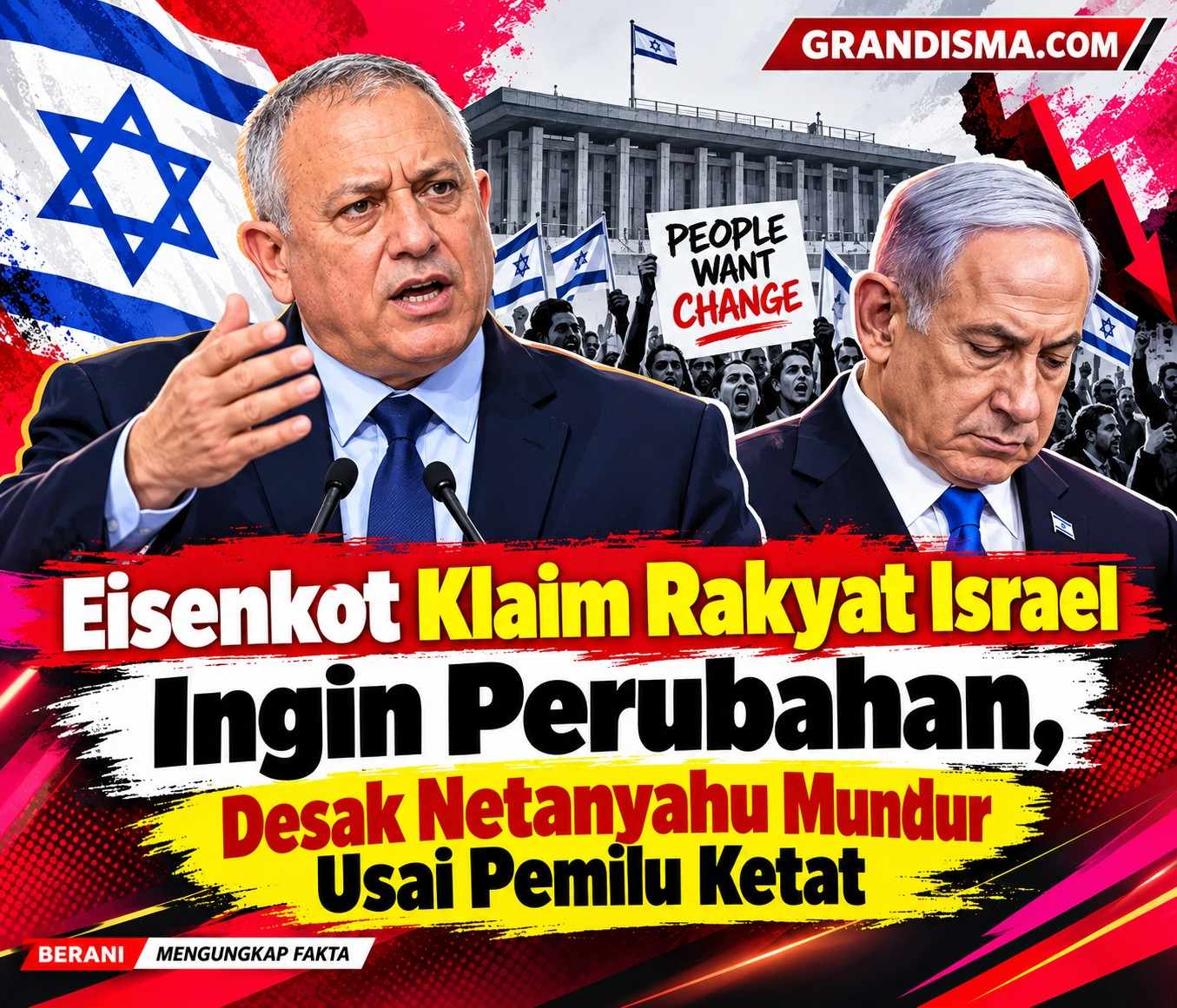 Eisenkot Klaim Rakyat Israel Ingin Perubahan, Desak Netanyahu Mundur Usai Pemilu Ketat